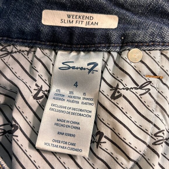 7 For All Mankind Jeans Women's Size 4 Weekend Slim Fit Raw Hem High Rise - Picture 6 of 16